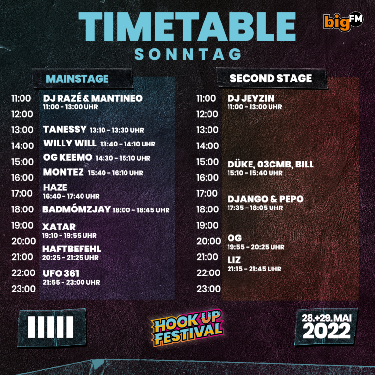 Hook Up Timetable
